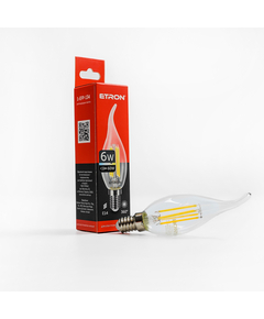 LED лампа ETRON Filament 1-EFP-134 С37 tailed E14 6W 4200К прозора