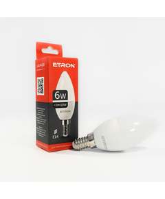 LED лампа ETRON Light 1-ELP-028 C37 6W 4200K 220V E14