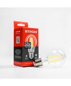 Светодиодная филаментная лампа ETRON Filament 12W A60 E27 4200K прозора