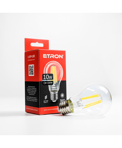 Светодиодная филаментная лампа ETRON Filament A60 10W E27 4200K прозора