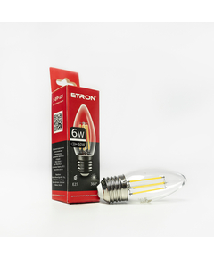 Светодиодная филаментная лампа ETRON Filament C37 6W E27 4200K прозора