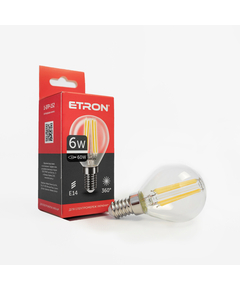 Світлодіодна філаментна лампа ETRON Filament G45 6W E14 4200K прозора