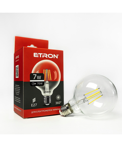 Светодиодная филаментная лампа ETRON Filament G95 7W E27 4200K прозора