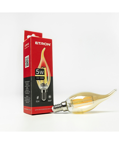 Светодиодная филаментная лампа ETRON Filament C37 tailed 5W E14 2700K золото