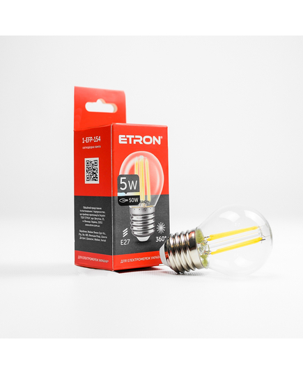 LED лампа ETRON Filament 1-EFP-154 G45 E27 5W 4200K прозора