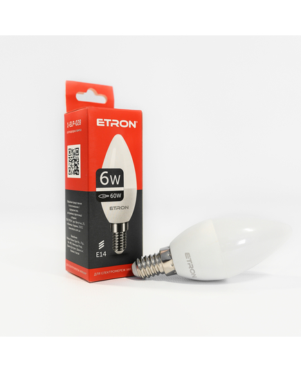 LED лампа ETRON Light 1-ELP-028 C37 6W 4200K 220V E14