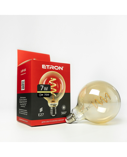 Світлодіодна філаментна лампа ETRON Filament G125 Vintage 7W E27 2700K золото