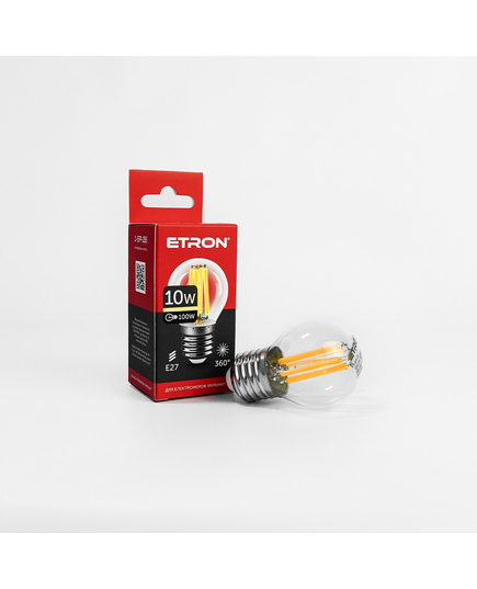 Світлодіодна філаментна лампа ETRON Filament G45 10W E27 3000K прозора