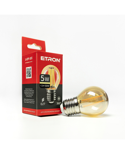 Світлодіодна філаментна лампа ETRON Filament G45 5W E27 2700K золото