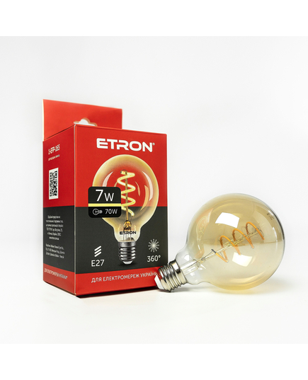 Светодиодная филаментная лампа ETRON Filament G95 Vintage 7W E27 2700K золото