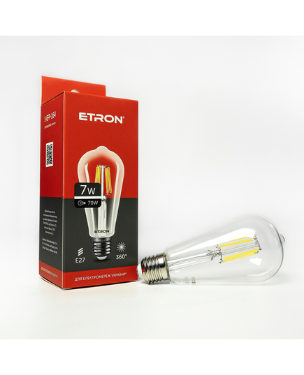 Світлодіодна філаментна лампа ETRON Filament ST64 7W E27 4200K прозора