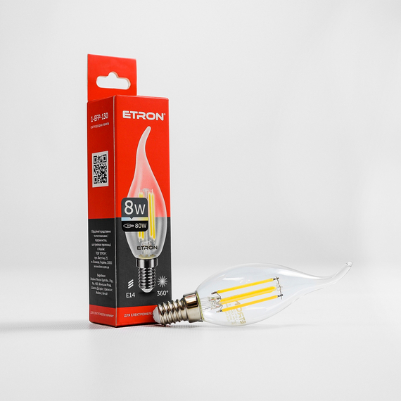 LED лампа ETRON Filament Power 1-EFP-130 С37 tailed E14 8W 4200K прозора