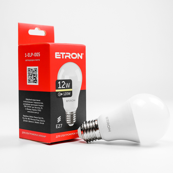 LED лампа ETRON Light 1-ELP-005 A60 12W 3000K E27