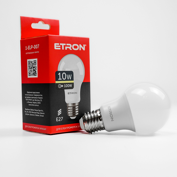 LED лампа ETRON Light 1-ELP-007 A60 10W 3000K E27