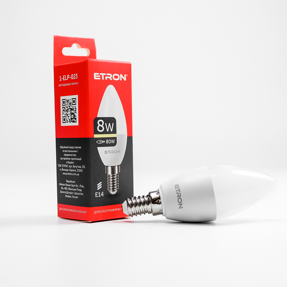 LED лампа ETRON Light 1-ELP-023 C37 8W 3000K 220V E14