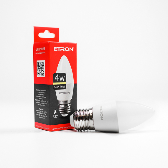 LED лампа ETRON Light 1-ELP-029 C37 4W 3000K 220V E27