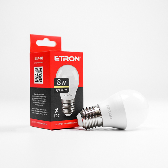 LED лампа ETRON Light 1-ELP-041 G45 8W 3000K 220V E27