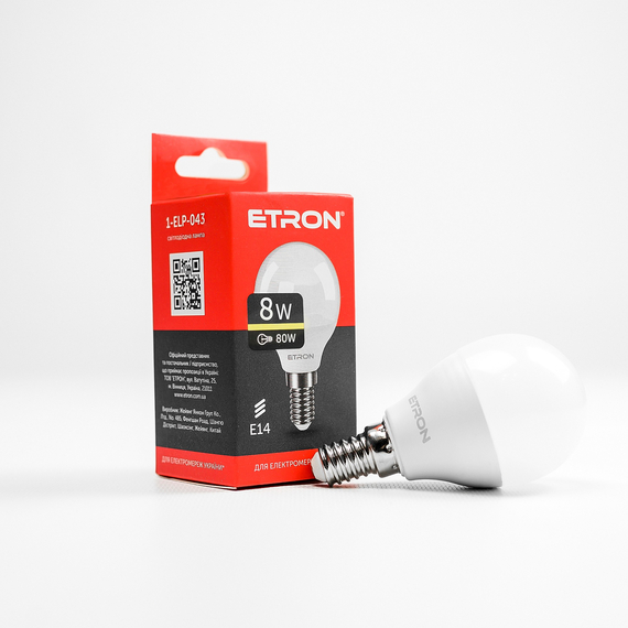 LED лампа ETRON Light 1-ELP-043 G45 8W 3000K 220V E14