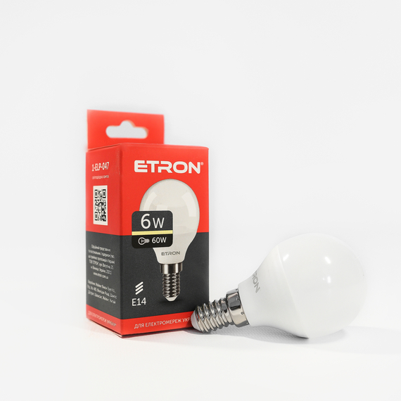 LED лампа ETRON Light 1-ELP-047 G45 6W 3000K 220V E14