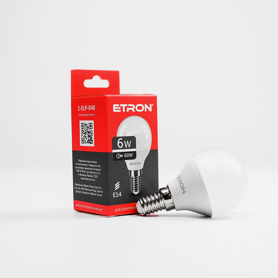 LED лампа ETRON Light 1-ELP-048 G45 6W 4200K 220V E14