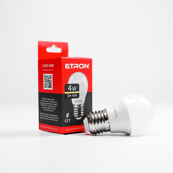 LED лампа ETRON Light 1-ELP-049 G45 4W 3000K 220V E27