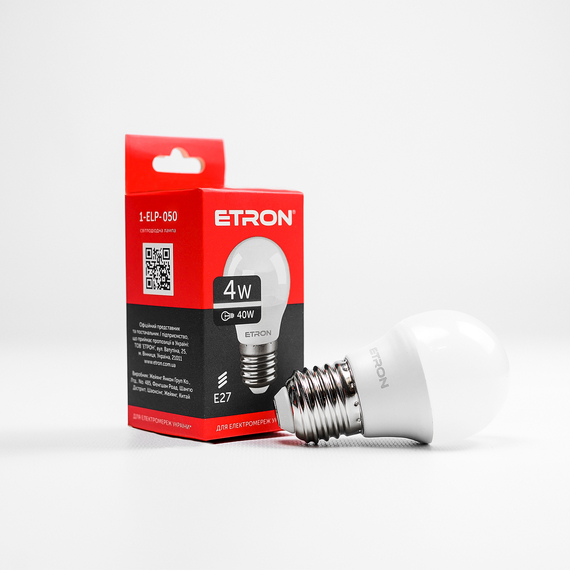 LED лампа ETRON Light 1-ELP-050 G45 4W 4200K 220V E27
