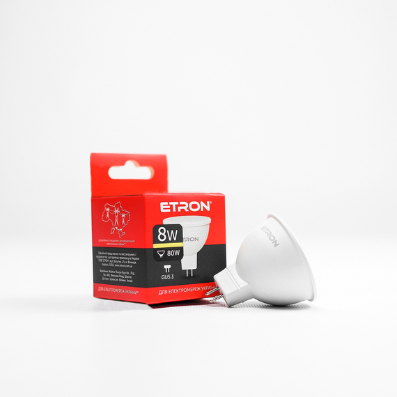 LED лампа ETRON Light 1-ELP-065 MR16 8W 3000K 220V GU5.3