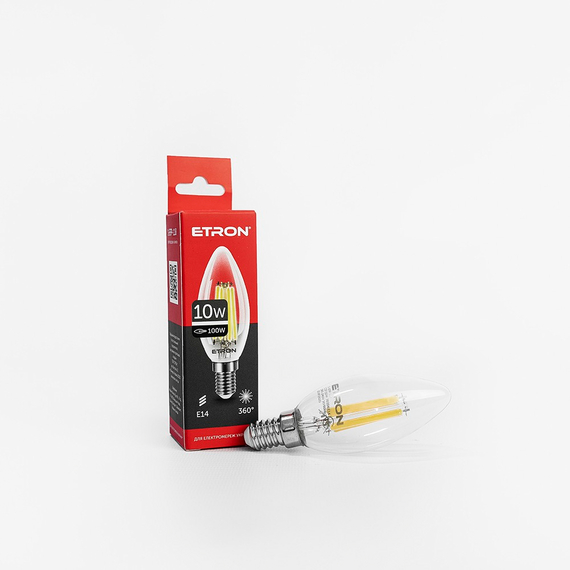 Світлодіодна філаментна лампа ETRON Filament C37 10W E14 4200K прозора