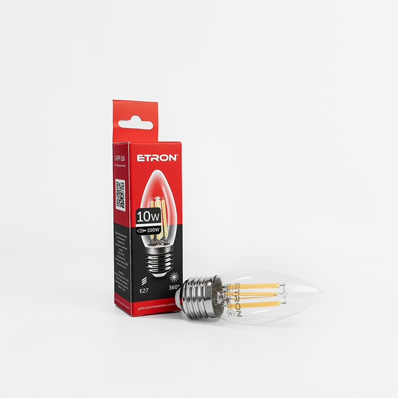 Світлодіодна філаментна лампа ETRON Filament C37 10W E27 4200K прозора