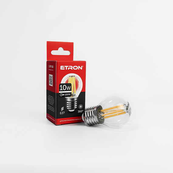 Світлодіодна філаментна лампа ETRON Filament G45 10W E27 4200K прозора