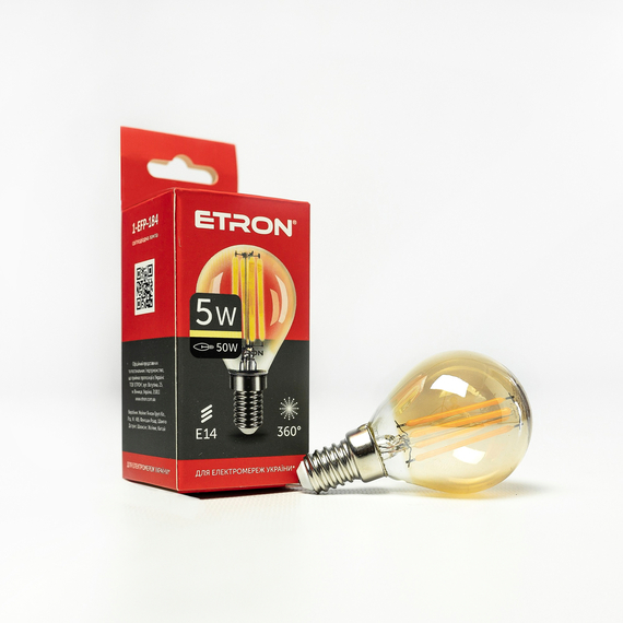 Світлодіодна філаментна лампа ETRON Filament G45 5W E14 2700K золото