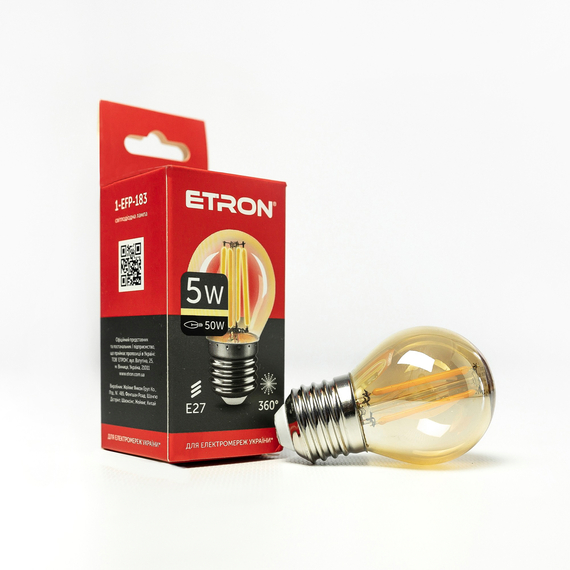 Світлодіодна філаментна лампа ETRON Filament G45 5W E27 2700K золото