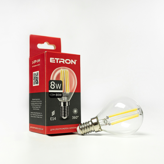 Світлодіодна філаментна лампа ETRON Filament G45 8W E14 4200K прозора