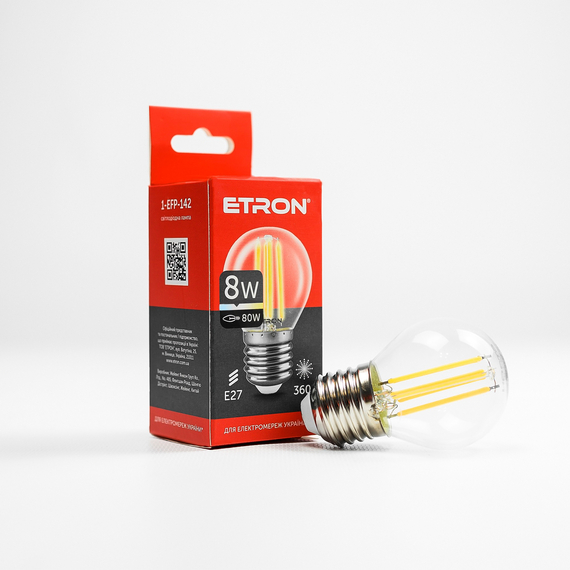 Світлодіодна філаментна лампа ETRON Filament G45 8W E27 4200K прозора