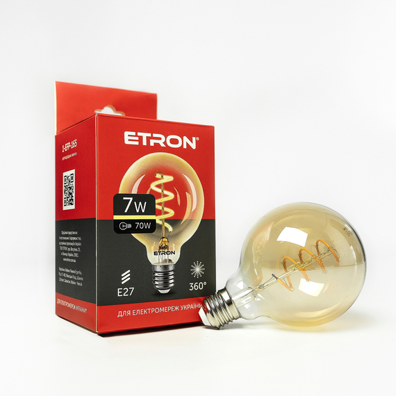 Світлодіодна філаментна лампа ETRON Filament G95 Vintage 7W E27 2700K золото
