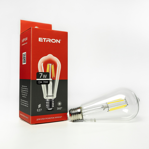 Світлодіодна філаментна лампа ETRON Filament ST64 7W E27 4200K прозора